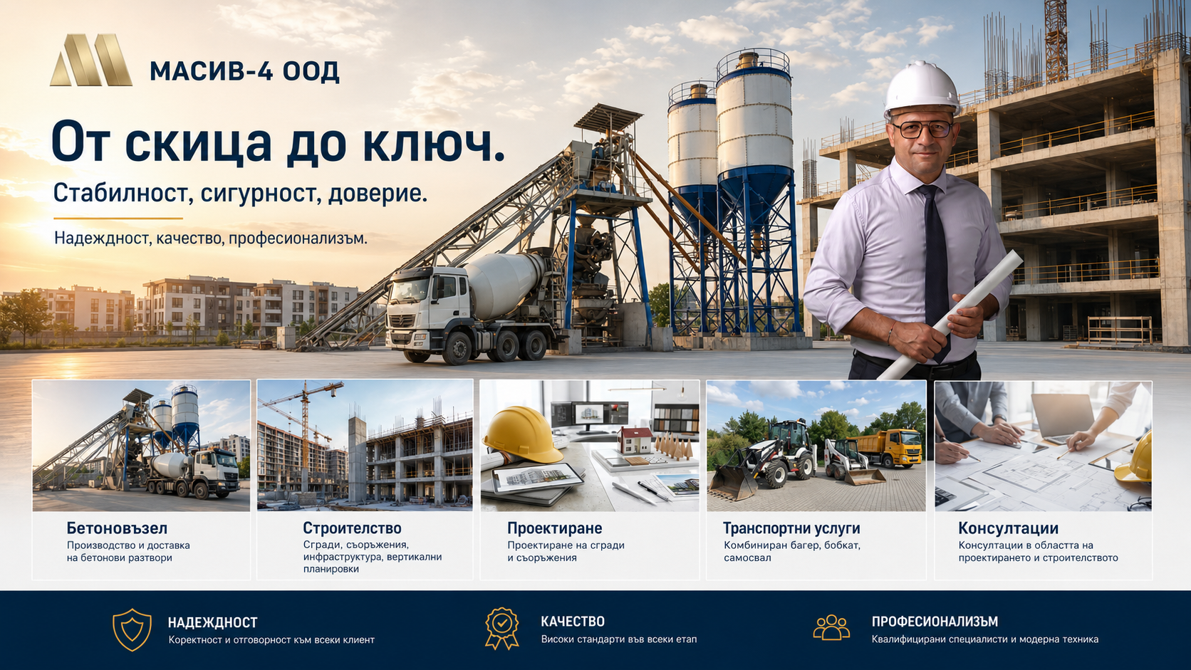 МАСИВ-4 бетон, строителство и проектиране в Раковски